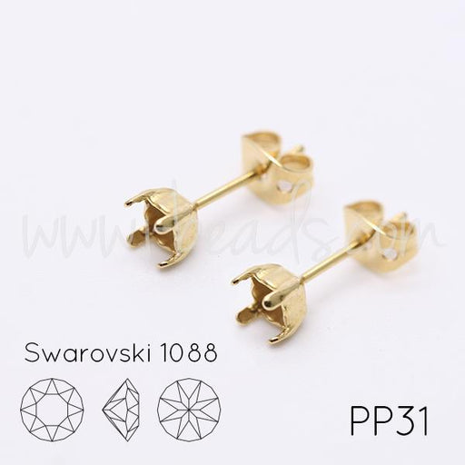 Buy Stud earring setting for Swarovski 1088 4mm-pp31-SS19 gold plated (2)
