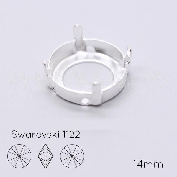Sew on setting for Swarovski 1122 rivoli 14mm silver plated (2)