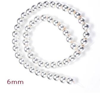 Buy Hematite (Reconstituted) Beads SILVER Plated 6mm - 1 Strand - 65 Beads (Sold Per Strand)