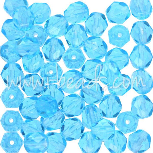 Buy Czech fire-polished beads aquamarine 6mm (50)