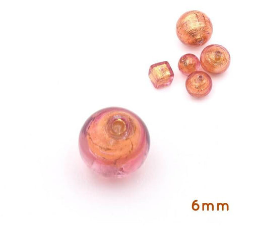 Buy Murano bead round copper and gold 6mm (1)