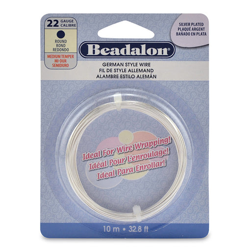 Beadalon silver plated round crafting wire 22 gauge (0.64mm), 10m (1)