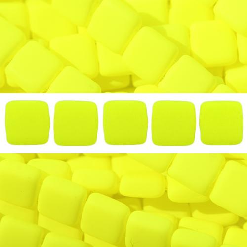 2 holes CzechMates tile bead Neon Yellow 6mm (50)