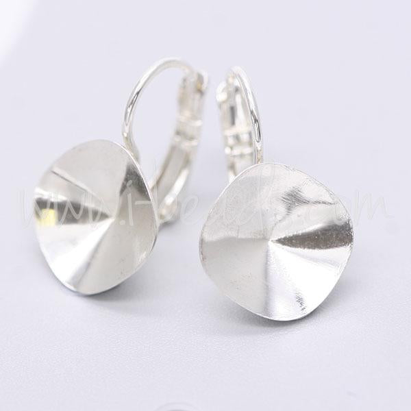 Cupped earring setting for Swarovski 4470 12mm silver plated (2)