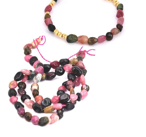 Nuggets beads Natural tourmaline Beads 7-5mm hole 0.7mm, Strand 41cm (1 strand)