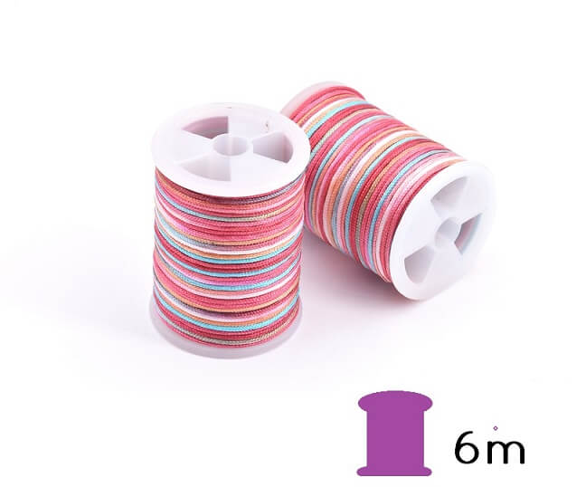 Nylon cord gradient colors pink/turqoise- 0.7mm (sold per roll - 6m)