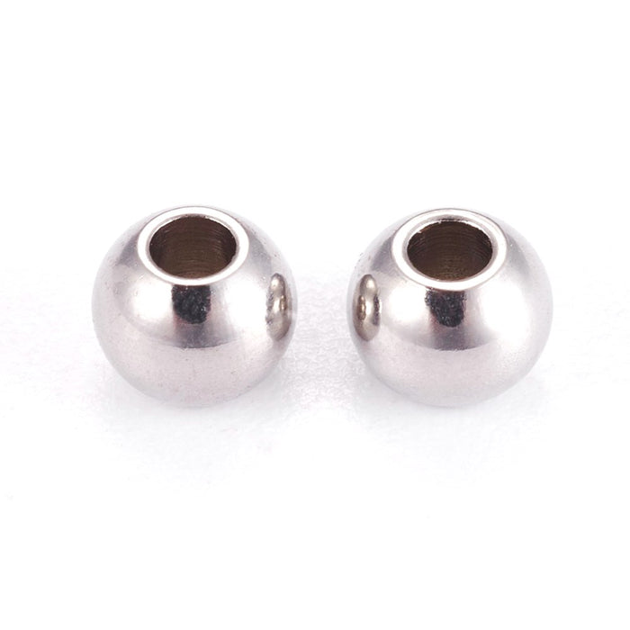 Stainless Steel round Beads, steel color - 3x2mm hole 1,2mm (50)