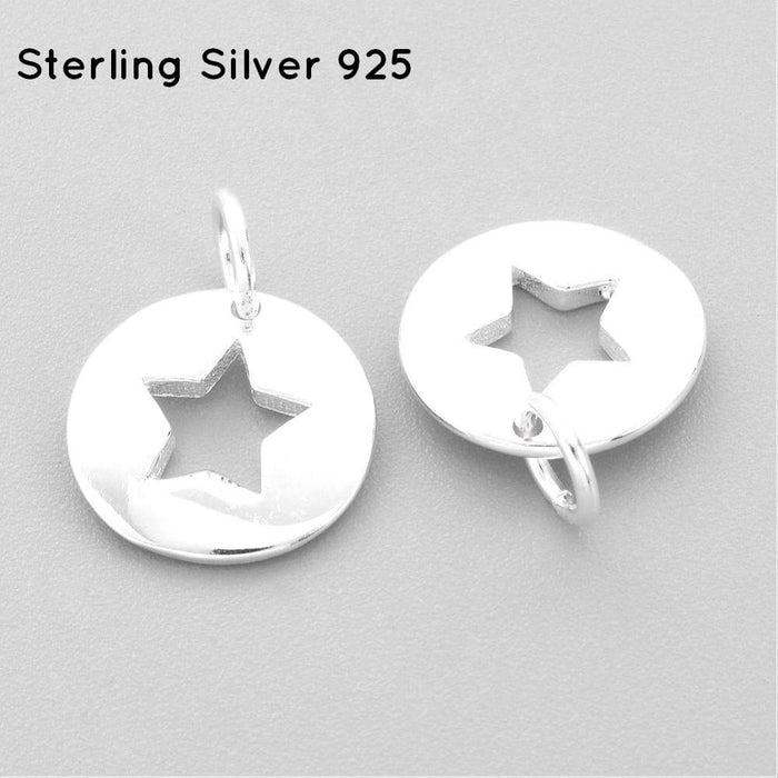 Silver 925 medal with star in in the middle 11mm with ring (1)