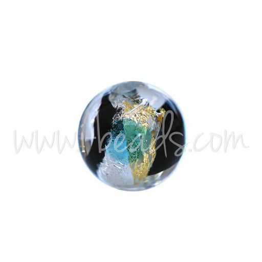 Buy Murano bead round black blue and silver gold 6mm (1)