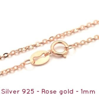 Extra Fine rolo Chain 1mm -Silver 925 rose gold plated-45cm(1)