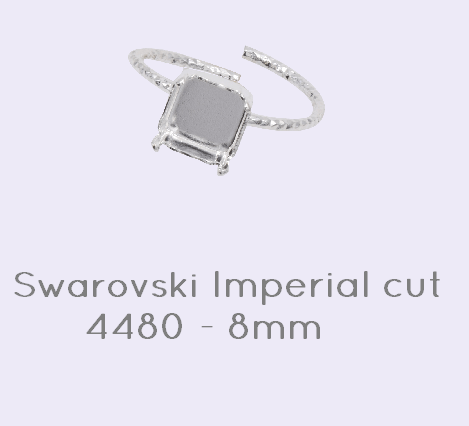 Ring setting for Swarovski crystal imperial cut 4480 8mm Silver Plated (1)
