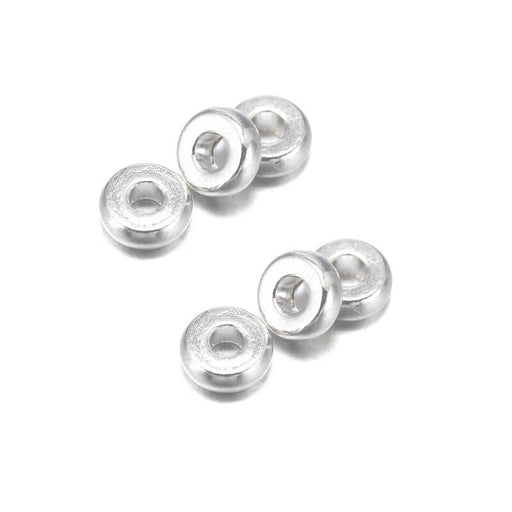 Heishi beads metal silver plated 4mm (20)
