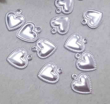Heart Charms Stainless Steel, STEEL COLOR -10,5mm (2)