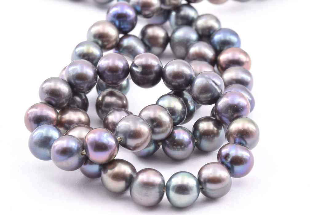 Freshwater pearls potato round rainbow grey 6mm (1)