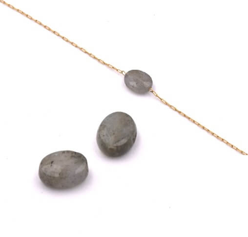 Oval faceted beads Labradorite pebble 8x4x3mm, hole 0,8mm (2 beads)