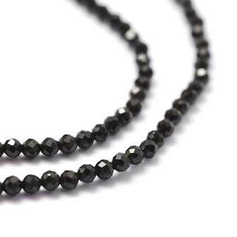 Natural Black Spinel Faceted, 2.5mm, 0.5mm Hole approx 175 pcs (1 strand)