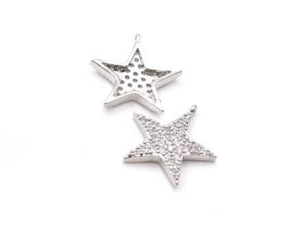 Buy Star pendant in Alloy with tiny Zirconia Platinum 16mm-hole:1mm (1)