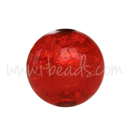 Murano bead round red and gold 10mm (1)