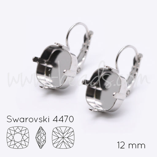 Earring setting for Swarovski 4470 12mm rhodium (2)