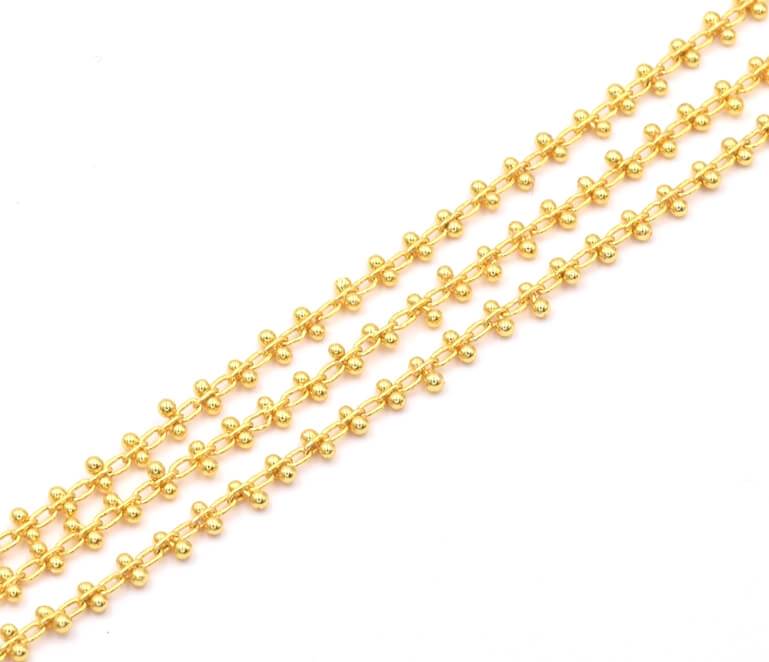 Fancy chain colour gold quality -link ball 1mm (50cm)