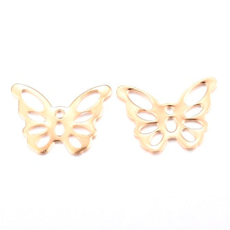 Buy Butterfly Charms Stainless Steel, Gold, 10.5x15mm (2)