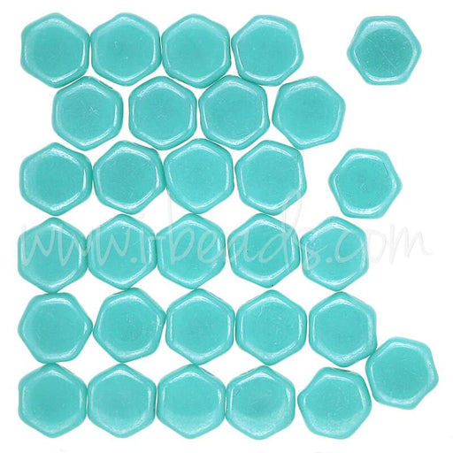Buy Honeycomb beads 6mm green turquoise shimmer (30)