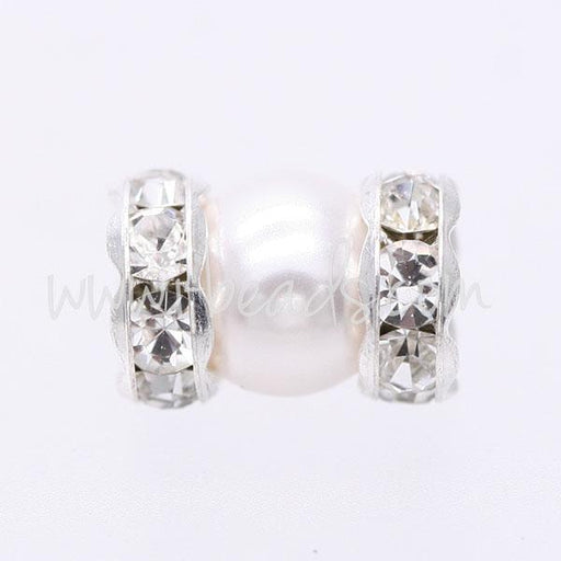 Rhinestone rondelle crystal on metal silver finish 8mm (2)