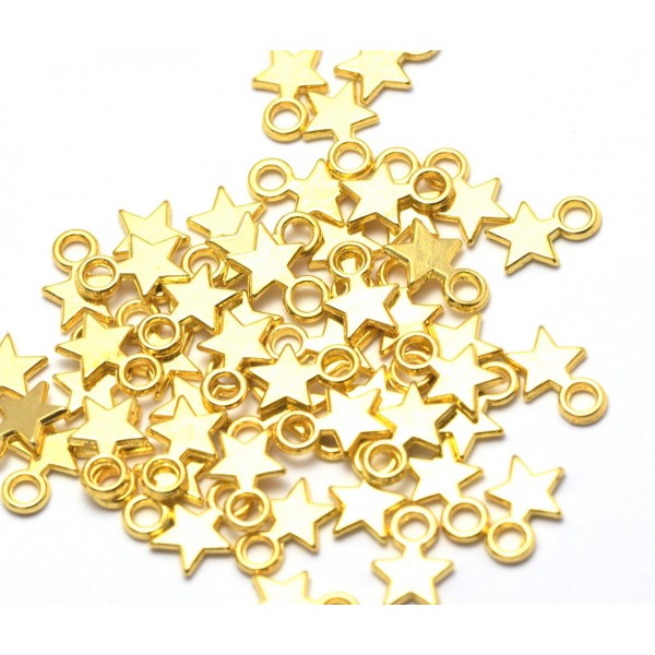 Stars Tibetan Color gold Charm or Pendants, 10x8 mm (x20)