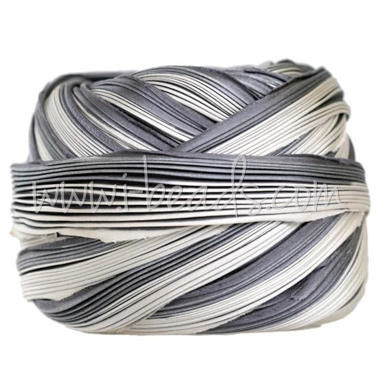 Shibori silk ribbon cool ash