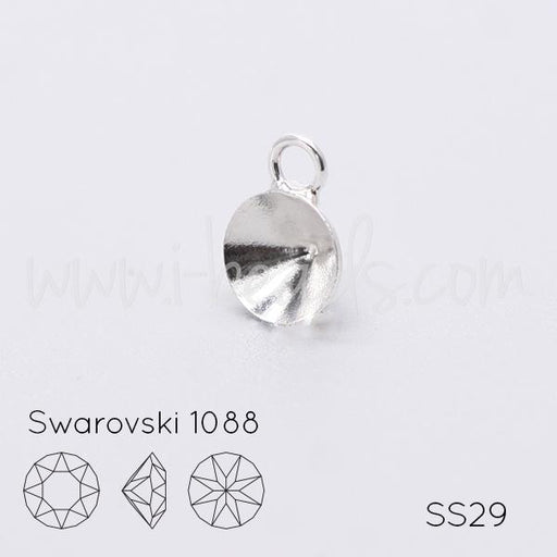Pendant setting cupped for Swarovski 1088 SS29 silver plated (1)