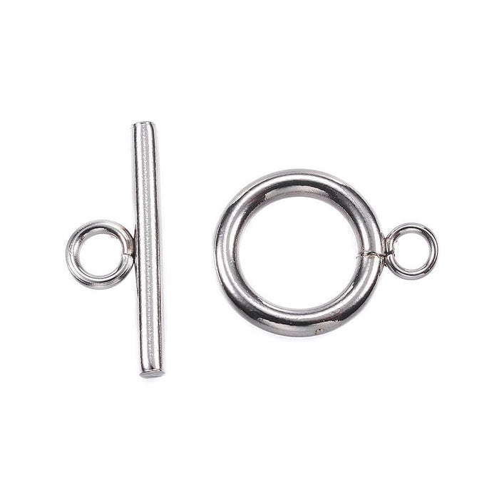 Stainless Steel Bar & Ring Toggle Clasps-16mm and T bar : 18mm (1)