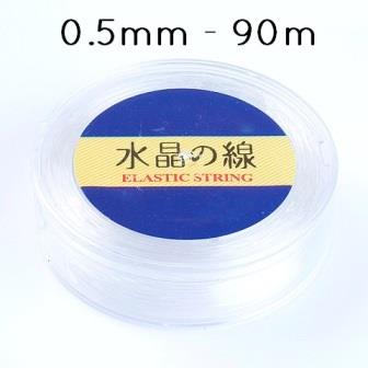 Clear elastic bead cord from Japan 0.5mm, Spool of 90m (90m)