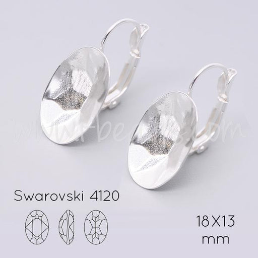 Cupped earring setting for Swarovski 4120 18x13mm silver plated (2)