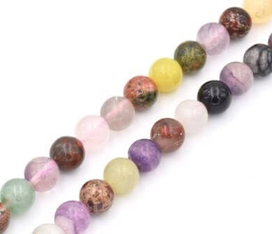 Mixed gemstones round beads 8mm strand (1)