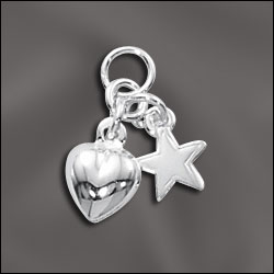 Buy Sterling silver charm heart and star 8mm(1)