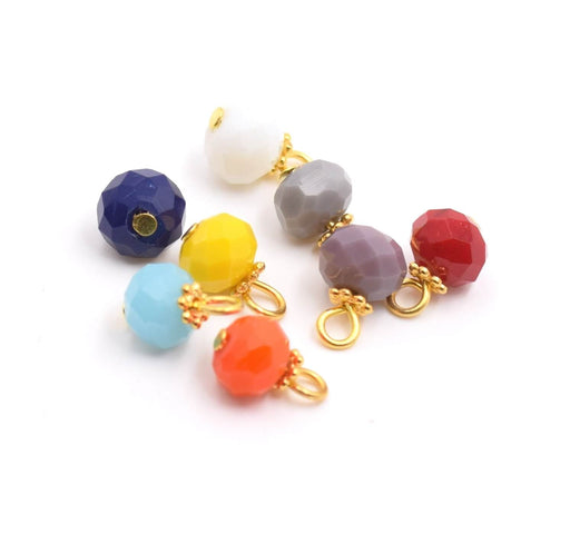 Charms mixed colour beads 8mm +ring (sold per 5 beads)
