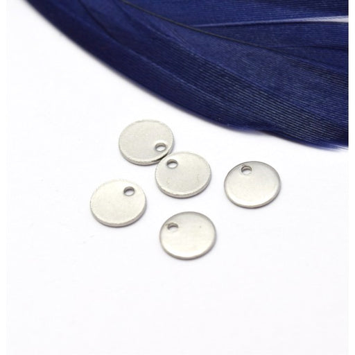 Stainless Steel Charms, Stainless Steel Color 8mm (5)