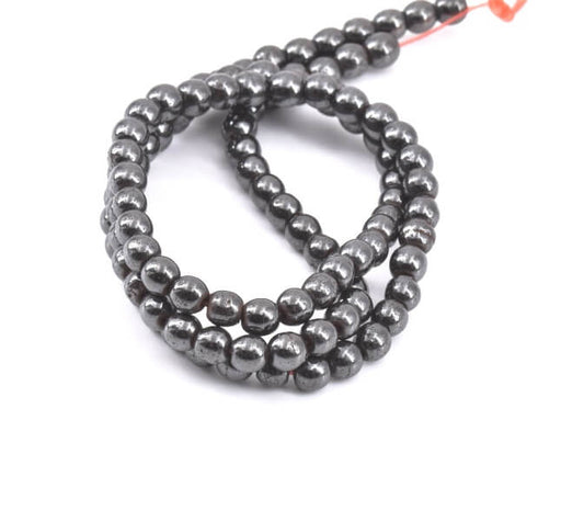 Magnetic reconstituted Hematite Beads Strands, Round, Black- 4mm - 40cm - appx 100 beads (1strand)