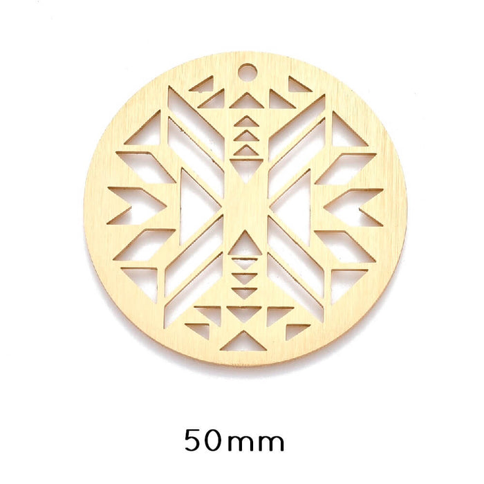 Aluminium Pendant, Laser Cut, Geometrical cut, Golden 50mm (1)