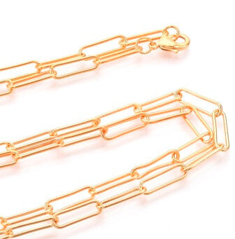 Paperclip Chain Necklace, with Clasp, 18K Gold plated Hight quality-61cm (1)