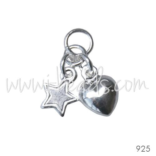 Sterling silver charm heart and star 8mm(1)