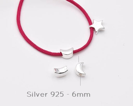 Tiny moon Bead Sterling silver 925 -6mm Hole 1.2mm (1)