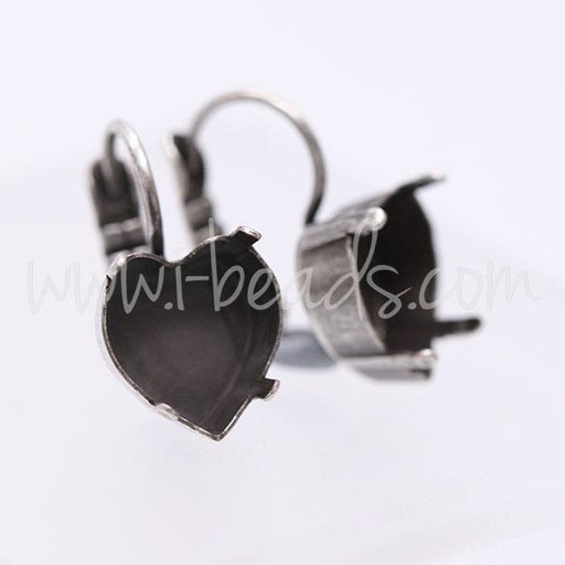 Earring setting for Swarovski heart 4831 11mm antique silver plated (2)