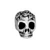 Skull and rose bead horizontal large hole metal antique silver plated 10mm (1)