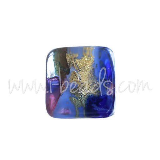 Buy Murano bead cube multicolour blue and gold 6mm (1)