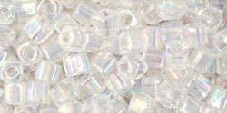 cc161 - Toho cube beads 3mm transparent rainbow crystal (10g)