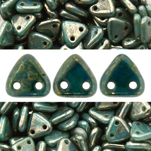 2 holes CzechMates triangle persian turquoise bronze picasso 6mm (10g)