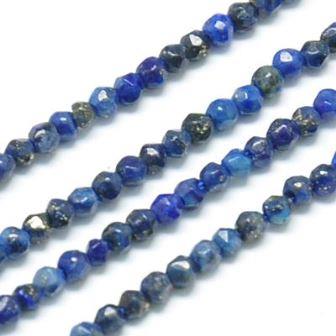 Natural Lapis Lazuli beads per Strand, 2.5x0,5mm- Faceted, Round 185 Beads (1 Strand)