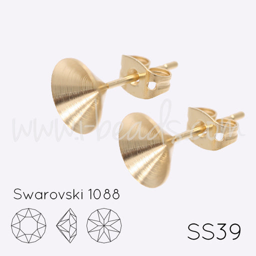 Cupped stud earring setting for Swarovski 1088 SS39 gold plated (2)