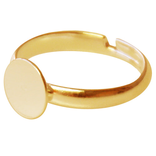 Adjustable ring setting with 8mm flat front metal gold plated (1)